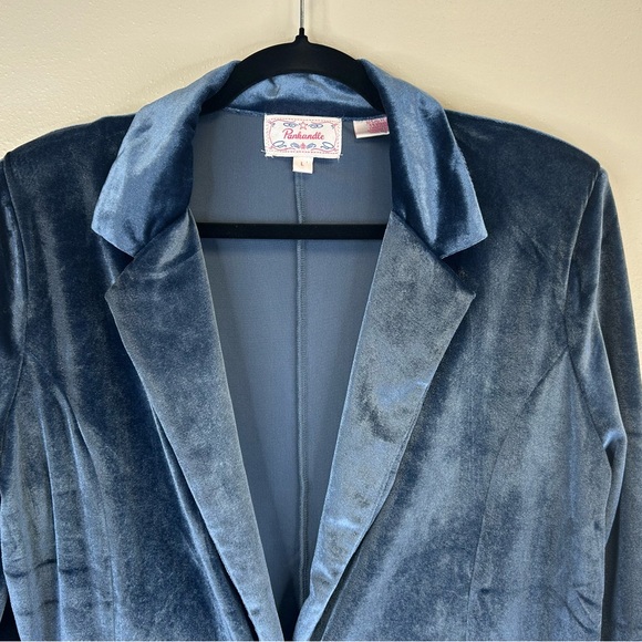 Panhandle L Luxurious Velvet Women's Blue Blazer Festive Elegant Holiday Boho - Picture 4 of 11